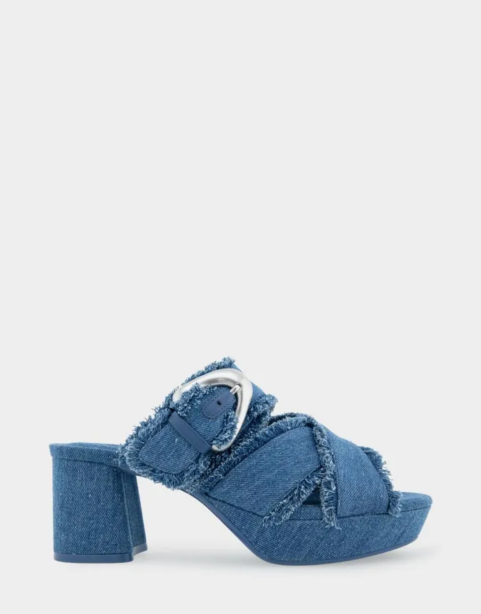 Aerosoles Comfortable Women039s Crisscross Platform Slide Sandal In Denim Fabric Denim Fabric Denim Fabric Women Platforms