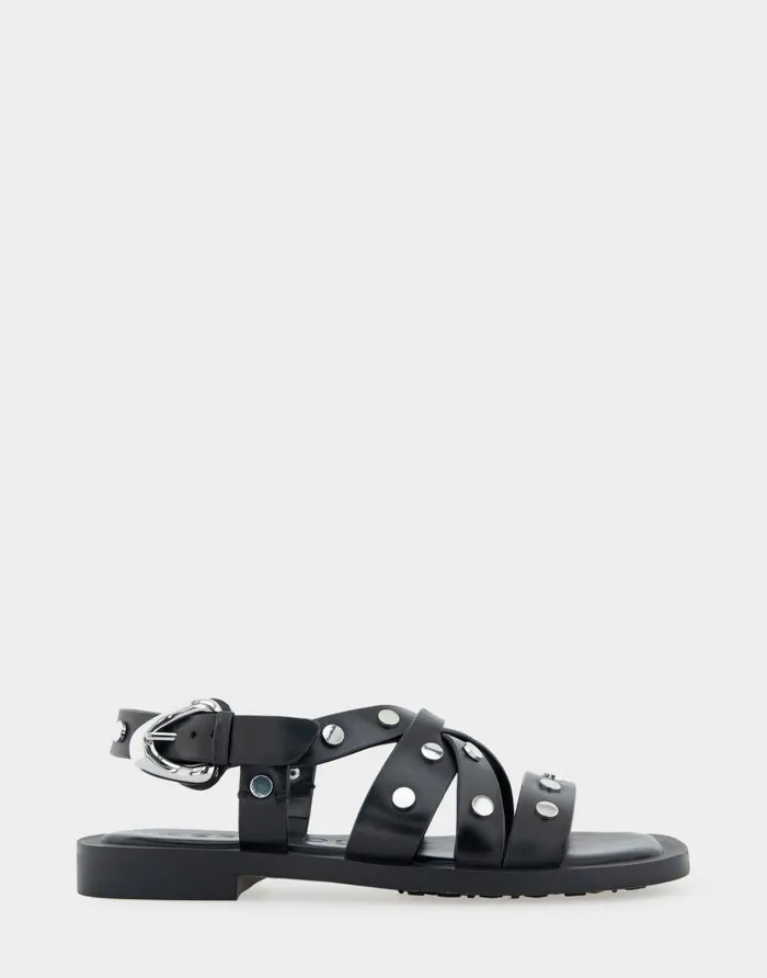 Aerosoles Comfortable Women039s Multi Strap Flat Sandal In Black Leather Black Leather Women Flats