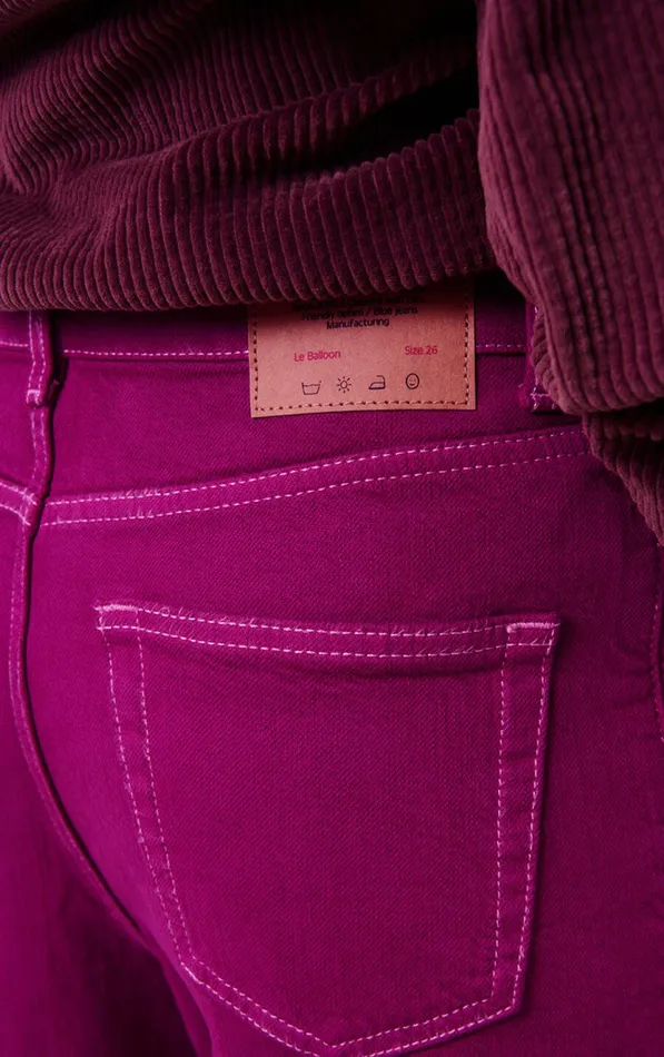 Balloon Jeans Nyolow Overdyed Fuchsia Women American Vintage Jeans