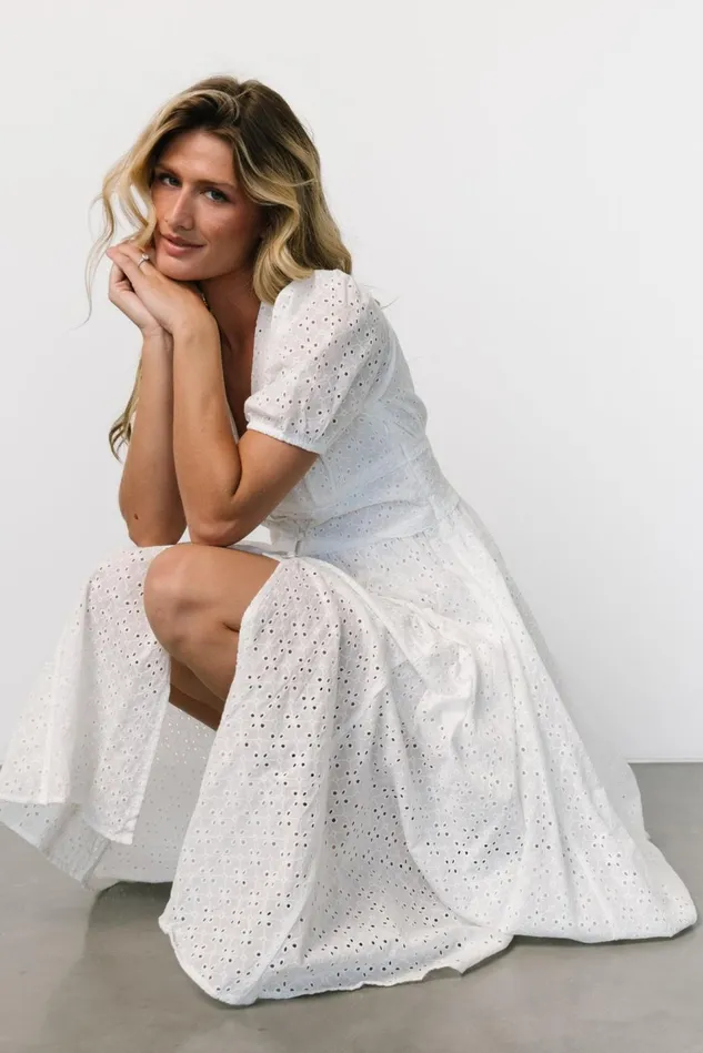 Baltic Born Midi Dresses Women Esther Eyelet Midi Dress Off White
