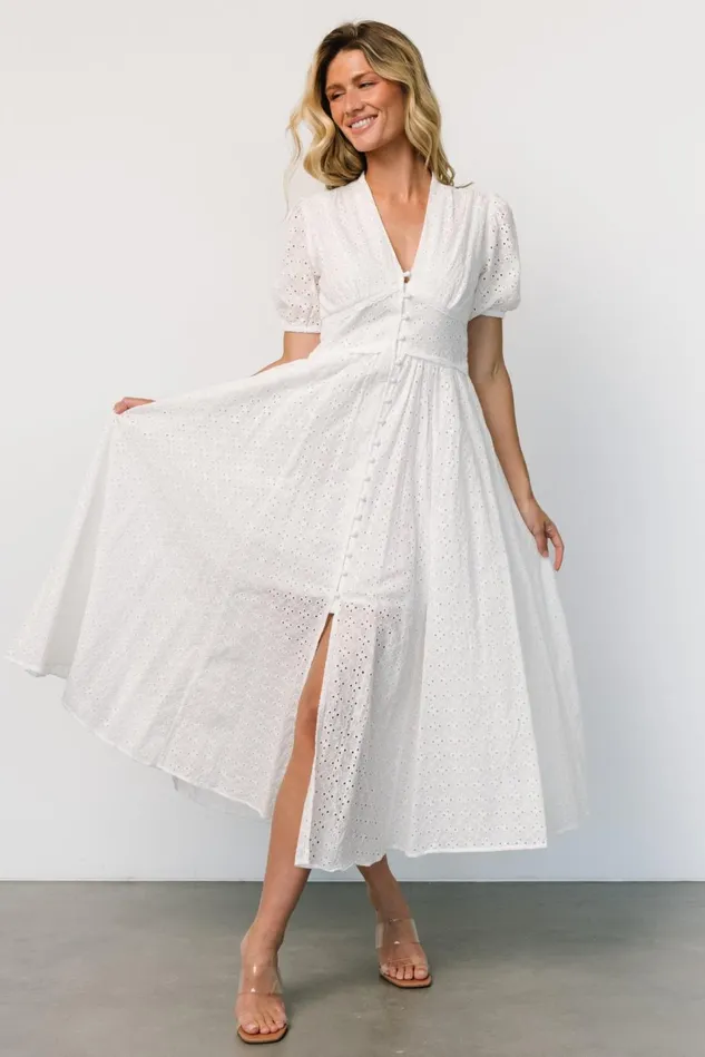Baltic Born Midi Dresses Women Esther Eyelet Midi Dress Off White