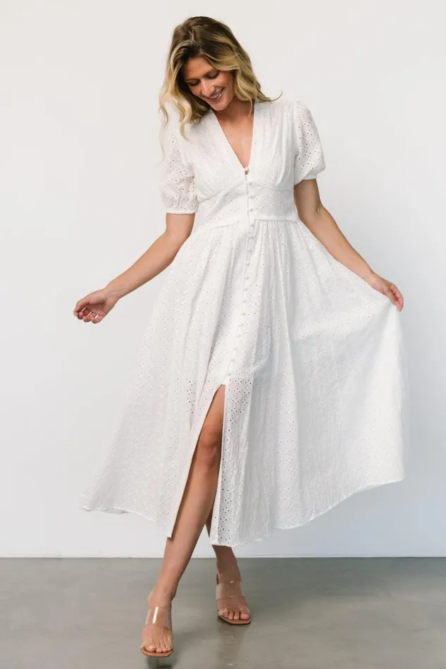 Baltic Born Midi Dresses Women Esther Eyelet Midi Dress Off White