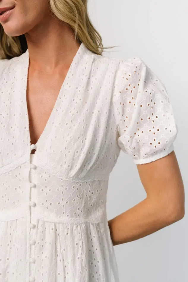 Baltic Born Midi Dresses Women Esther Eyelet Midi Dress Off White