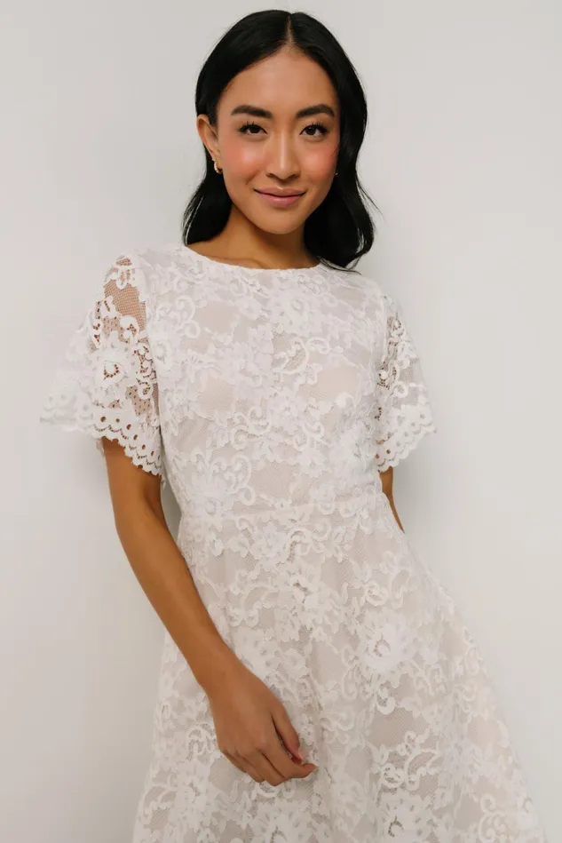 Baltic Born Short Dresses Women Aasha Lace Short Dress Off White Baltic Born Short Dresses Women Aasha Lace Short Dress Off White