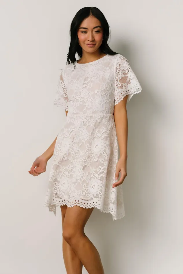 Baltic Born Short Dresses Women Aasha Lace Short Dress Off White Baltic Born Short Dresses Women Aasha Lace Short Dress Off White