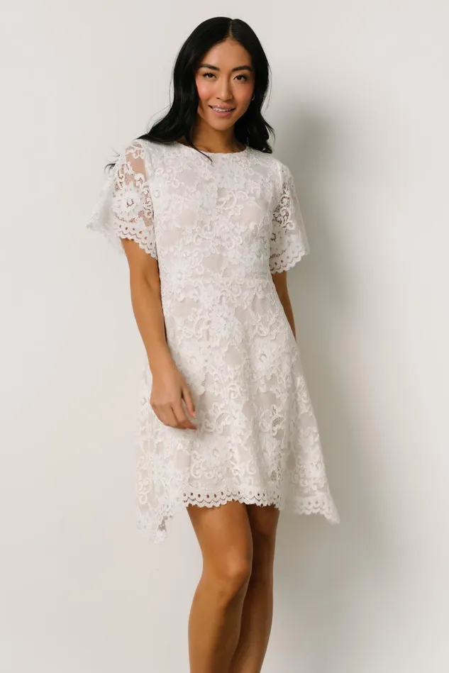Baltic Born Short Dresses Women Aasha Lace Short Dress Off White Baltic Born Short Dresses Women Aasha Lace Short Dress Off White