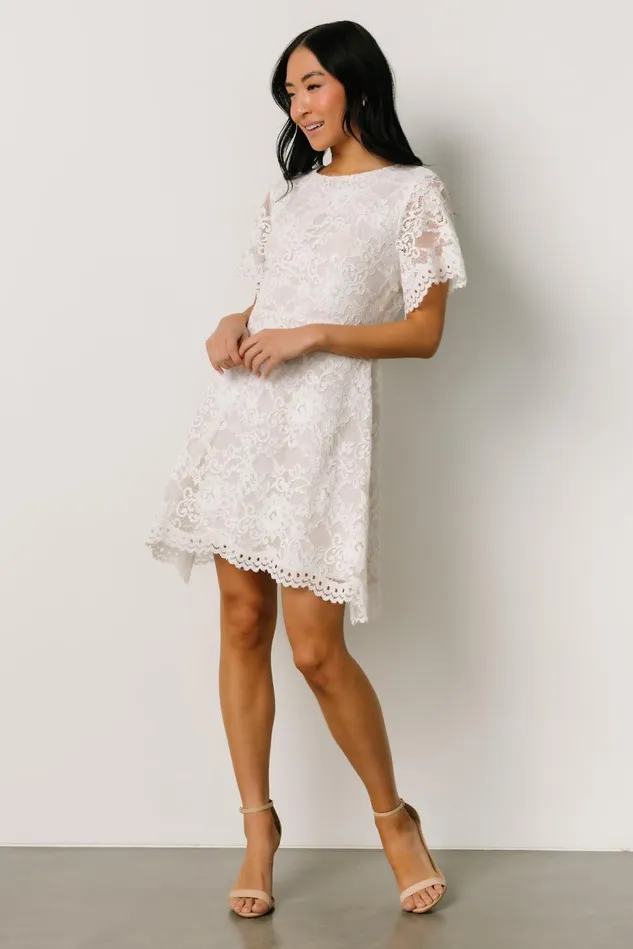 Baltic Born Short Dresses Women Aasha Lace Short Dress Off White Baltic Born Short Dresses Women Aasha Lace Short Dress Off White