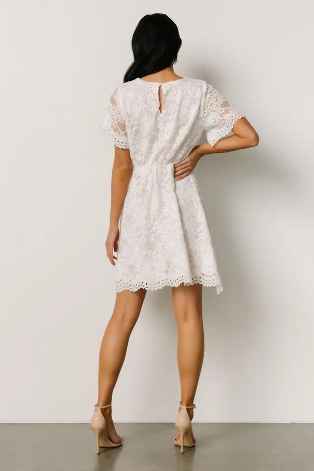 Baltic Born Short Dresses Women Aasha Lace Short Dress Off White Baltic Born Short Dresses Women Aasha Lace Short Dress Off White