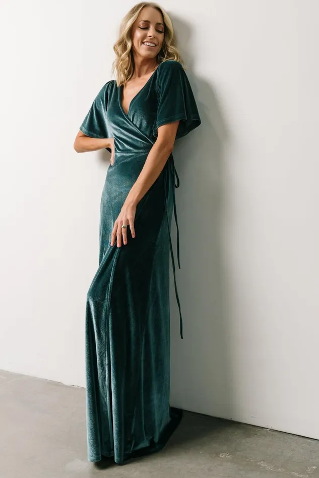 Baltic Born Wedding Guest Women Meghan Velvet Wrap Maxi Dress Persian Blue Baltic Born Wedding Guest Women Meghan Velvet Wrap Maxi Dress Persian Blue