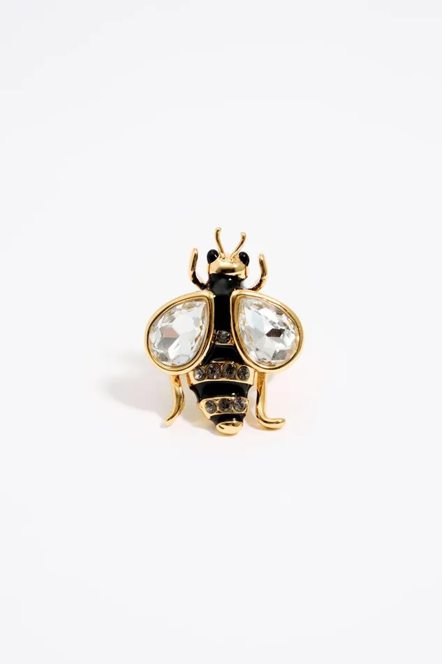 Black Bee Ring With Crystals Black Women Bimba Y Lola Jewelry Black Bee Ring With Crystals Black Women Bimba Y Lola Jewelry