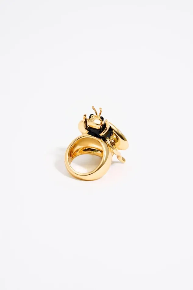 Black Bee Ring With Crystals Black Women Bimba Y Lola Jewelry Black Bee Ring With Crystals Black Women Bimba Y Lola Jewelry