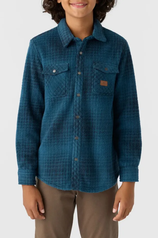 BOY039S GLACIER PLAID HIGH PILE SUPERFLEECE SHIRT Blue Shadow Kids O039NEILL Boy039S Clothing