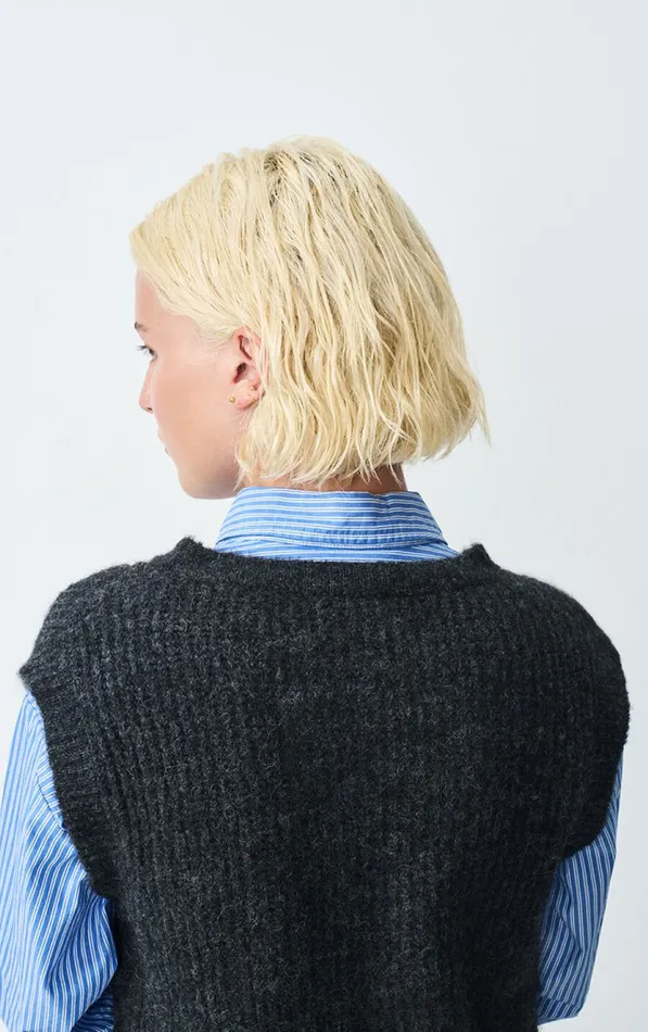 Cardigan East Melange Charcoal Women American Vintage Jumpers and Cardigans