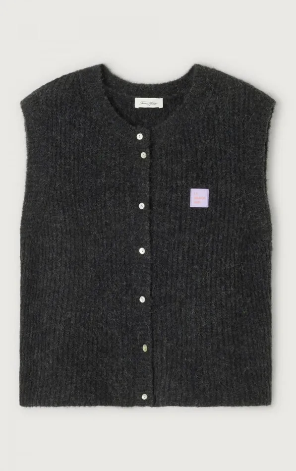 Cardigan East Melange Charcoal Women American Vintage Jumpers and Cardigans