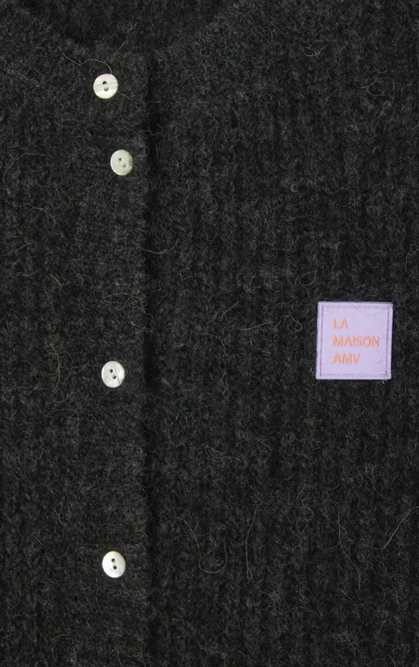 Cardigan East Melange Charcoal Women American Vintage Jumpers and Cardigans