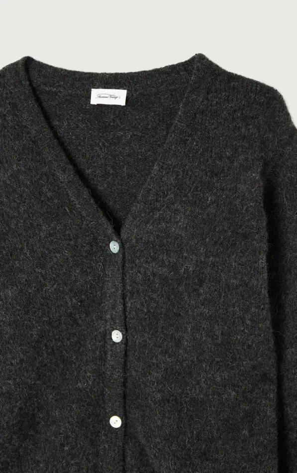 Cardigan East Melange Charcoal Women American Vintage Jumpers and Cardigans