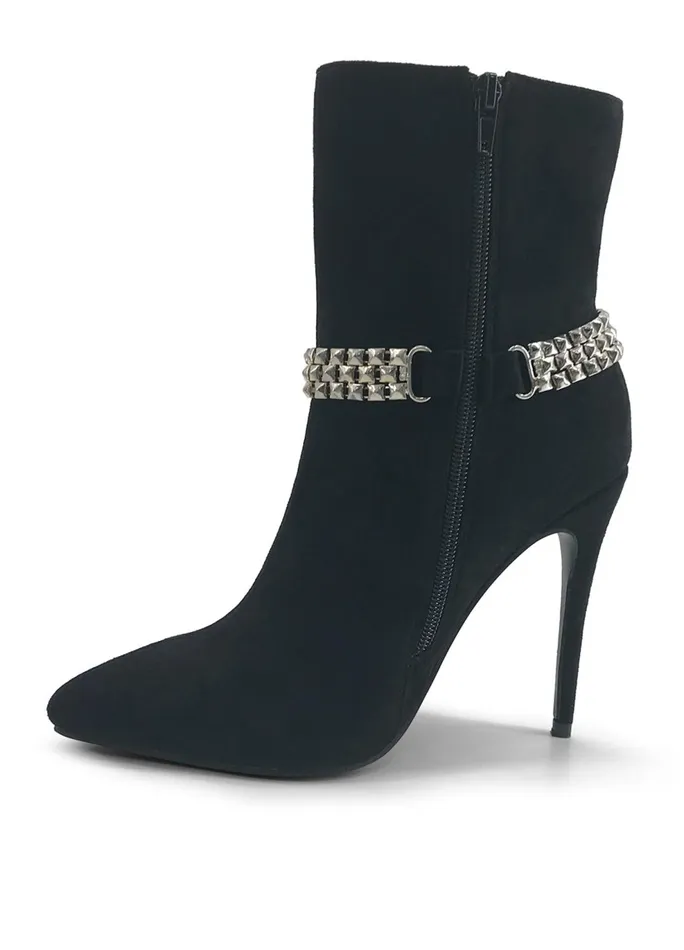 CHAIN BUCKLE BOOTIES Black Women VENUS Boots and Booties