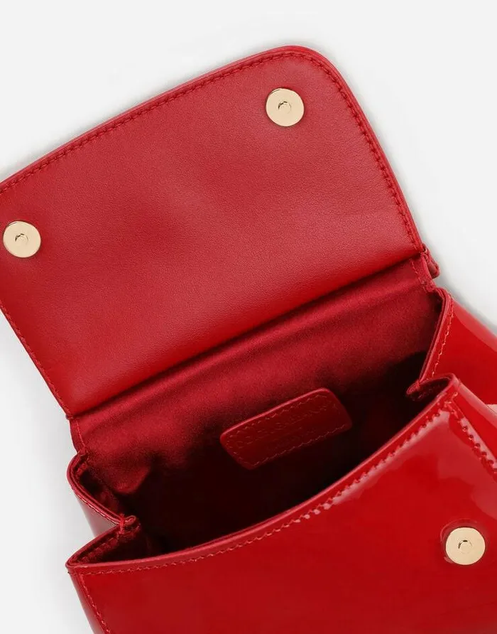 Dolce and Gabbana Accessories Children Patent Leather Mini Sicily Bag Red