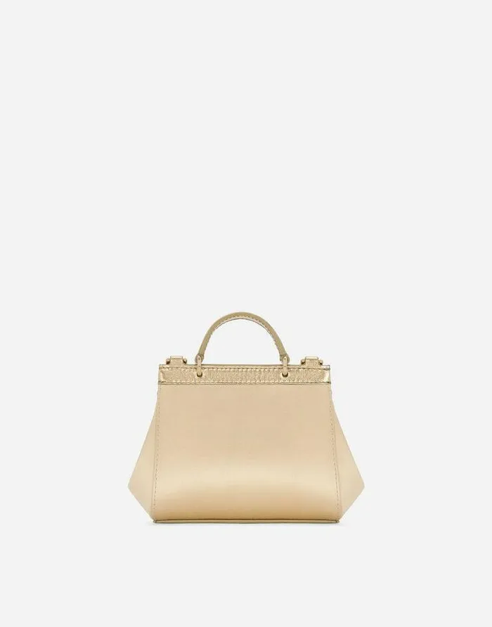 Dolce and Gabbana Accessories Children Satin Mini Sicily Handbag Gold