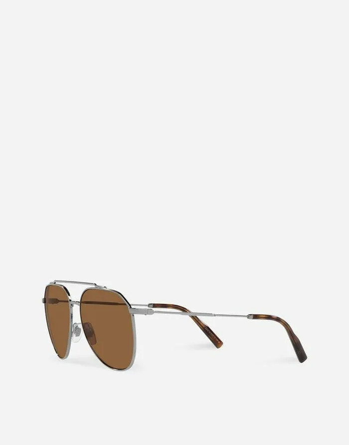 Dolce and Gabbana ADV Campaign Men Diagonal Cut Sunglasses Gun Metal