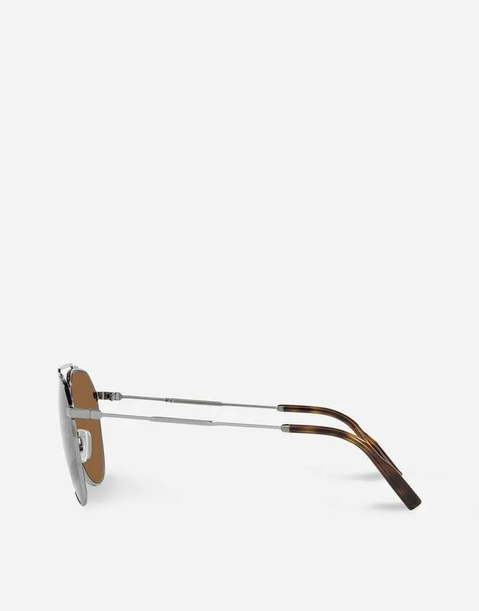 Dolce and Gabbana ADV Campaign Men Diagonal Cut Sunglasses Gun Metal