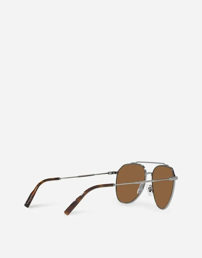 Dolce and Gabbana ADV Campaign Men Diagonal Cut Sunglasses Gun Metal
