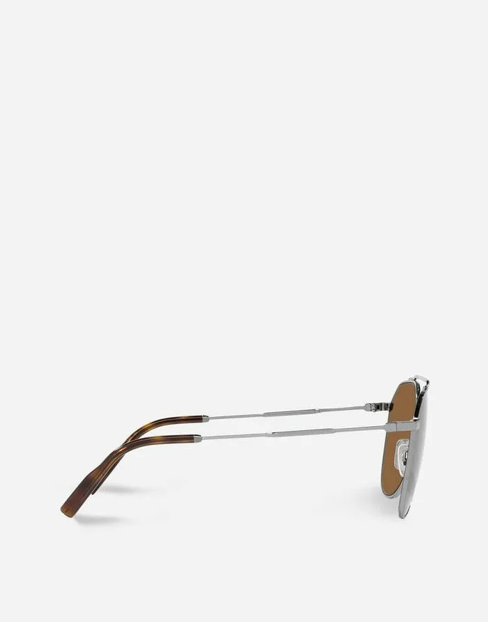 Dolce and Gabbana ADV Campaign Men Diagonal Cut Sunglasses Gun Metal