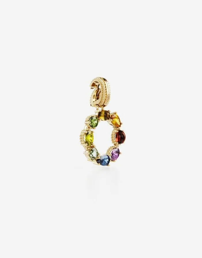 Dolce and Gabbana Alphabet Collection Women Rainbow Alphabet O 18 Kt Yellow Gold Charm With Multicolor Fine Gems Gold Dolce and Gabbana Alphabet Collection Women Rainbow Alphabet O 18 Kt Yellow Gold Charm With Multicolor Fine Gems Gold