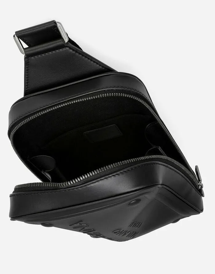 Dolce and Gabbana Backpacks And Fanny Packs Men Calfskin Belt Bag With Raised Logo Black Dolce and Gabbana Backpacks And Fanny Packs Men Calfskin Belt Bag With Raised Logo Black