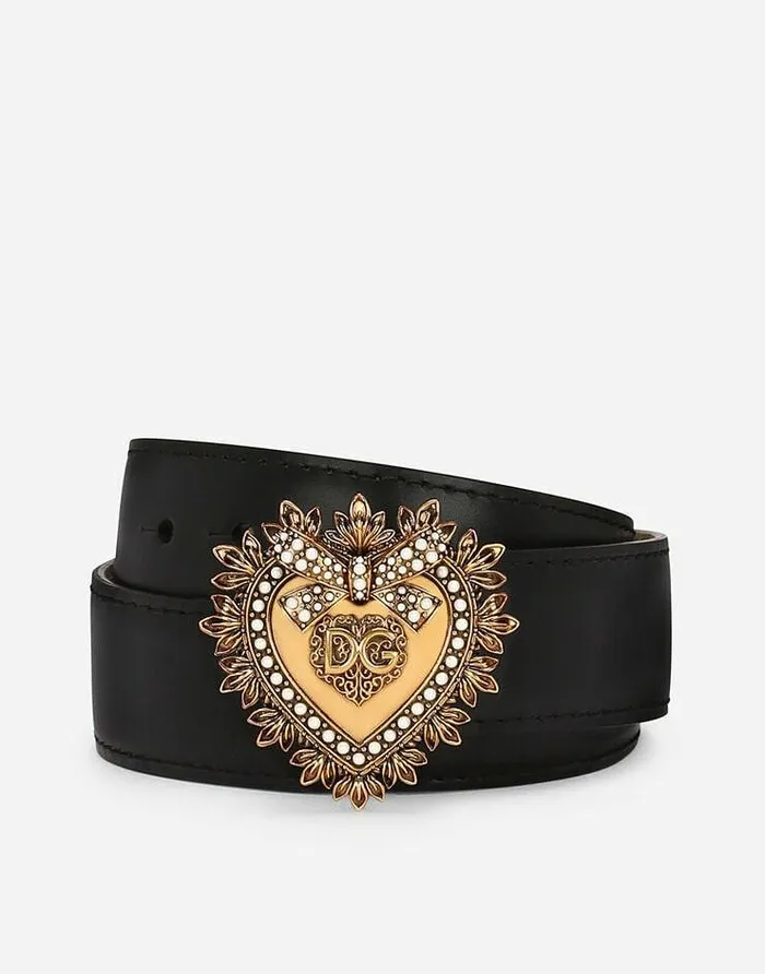 Dolce and Gabbana Belts Women Devotion Belt In Lux Leather Black