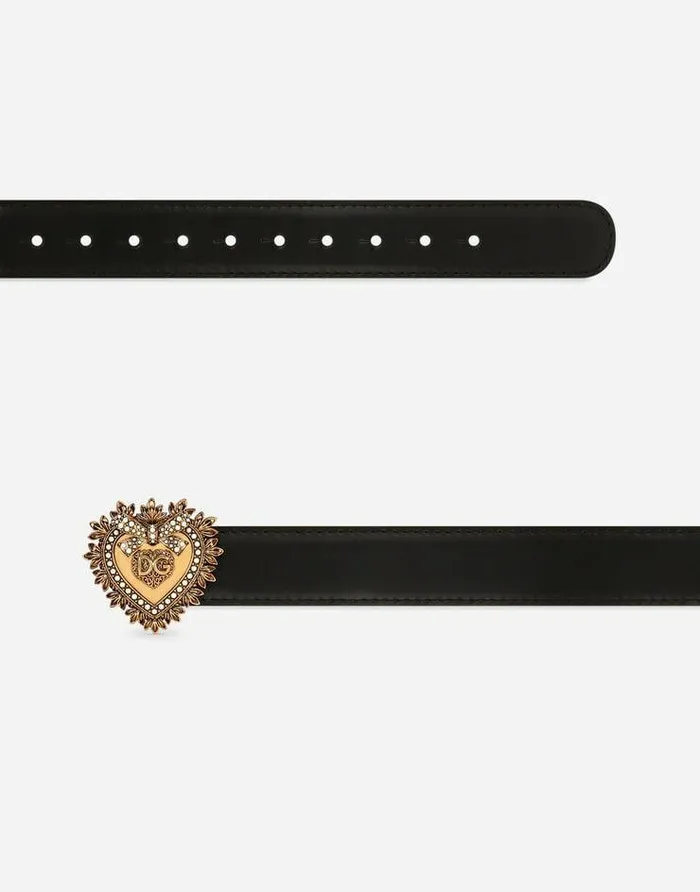 Dolce and Gabbana Belts Women Devotion Belt In Lux Leather Black