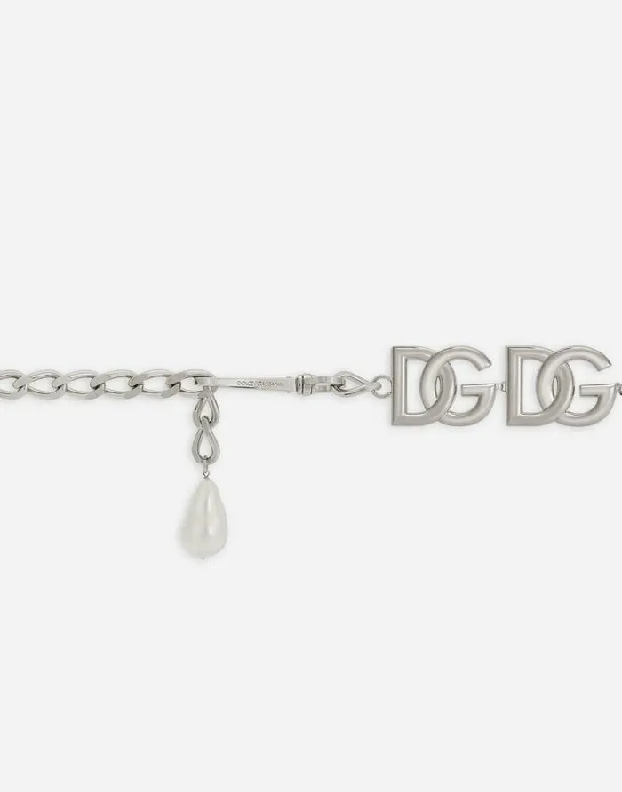Dolce and Gabbana Belts Women KIM DOLCEandGABBANA Chain Belt With DG Multilogo Silver