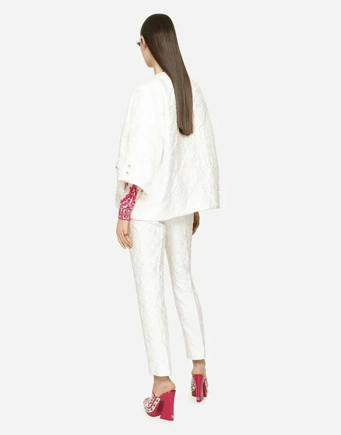 Dolce and Gabbana Blazers Women Brocade Jacket White Dolce and Gabbana Blazers Women Brocade Jacket White