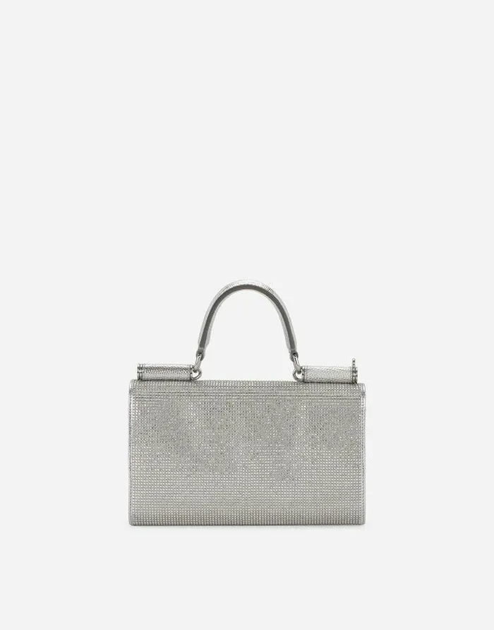 Dolce and Gabbana Clutches Mini And Micro Bags Women KIM DOLCEandGABBANA Satin Phone Bag With Fusible Rhinestones Silver