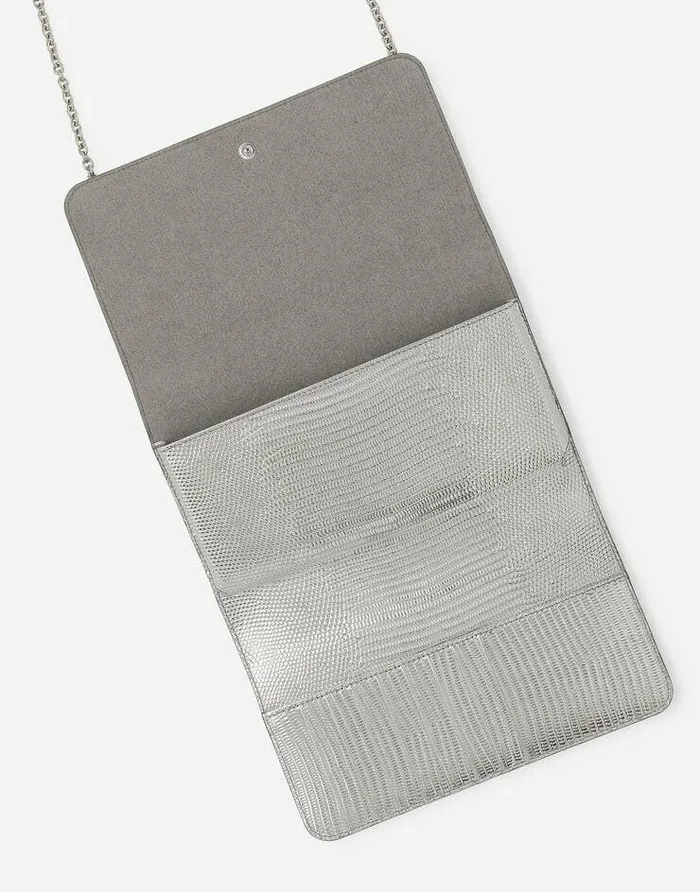 Dolce and Gabbana Clutches Mini And Micro Bags Women KIM DOLCEandGABBANA Satin Phone Bag With Fusible Rhinestones Silver