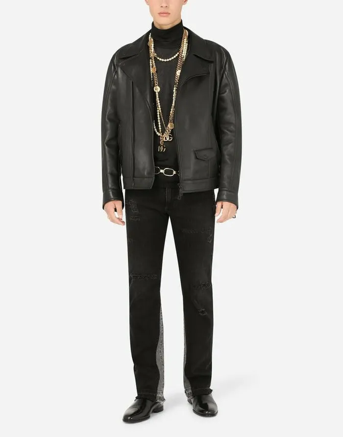 Dolce and Gabbana Coats And Jackets Men Lambskin Jacket Multicolor Dolce and Gabbana Coats And Jackets Men Lambskin Jacket Multicolor