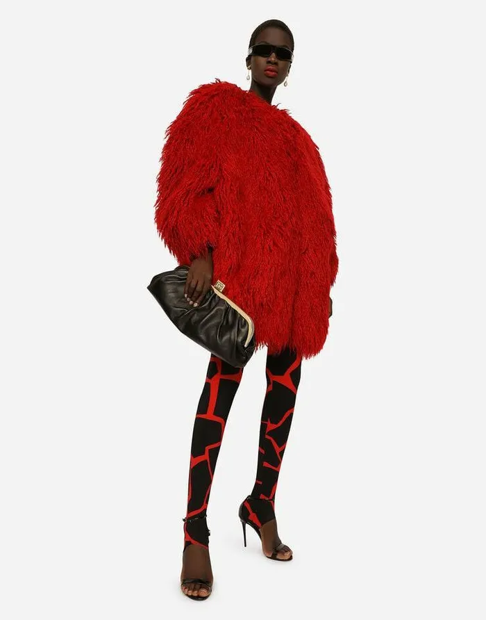Dolce and Gabbana Coats And Jackets Women Faux Fur Coat Red