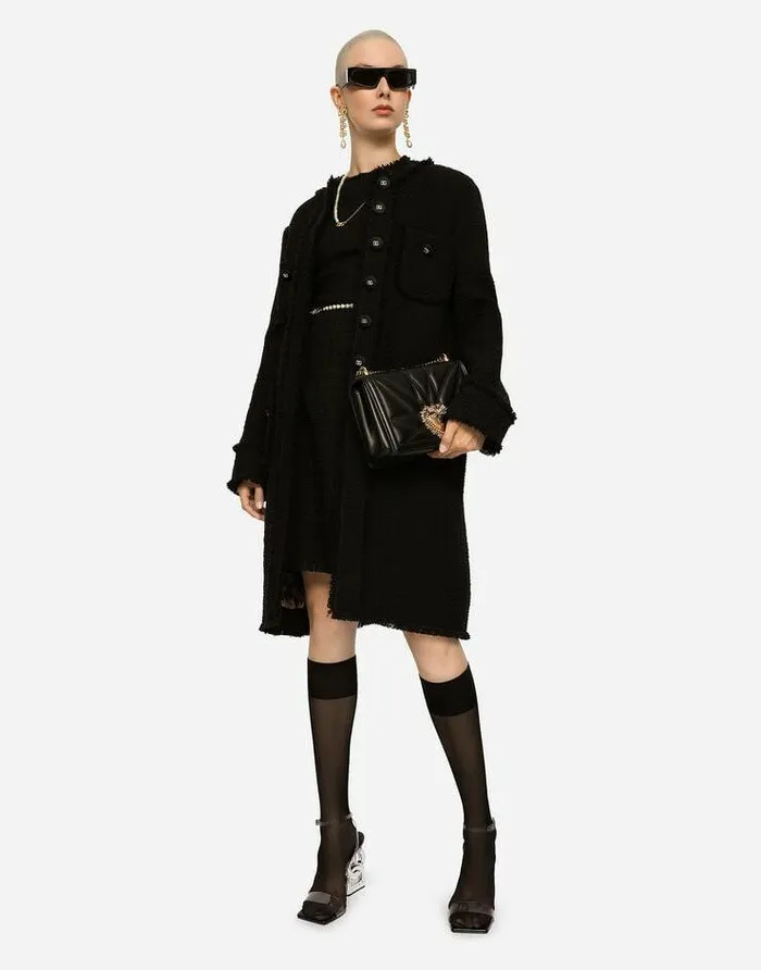 Dolce and Gabbana Coats And Jackets Women Singlebreasted Tweed Coat Black