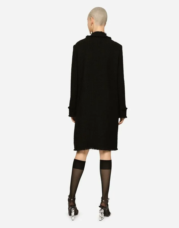 Dolce and Gabbana Coats And Jackets Women Singlebreasted Tweed Coat Black