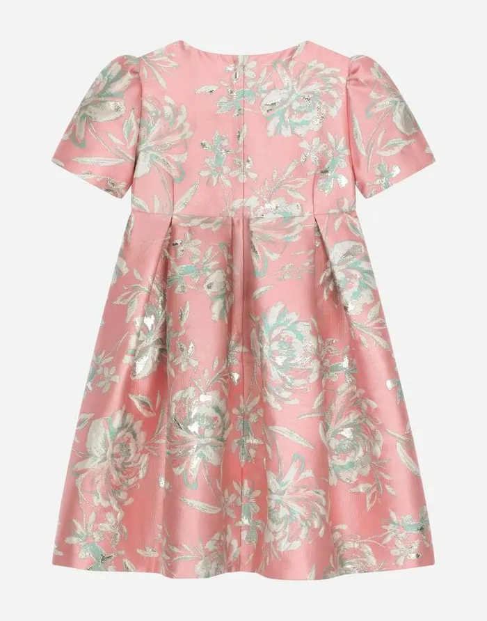 Dolce and Gabbana Dresses Children Shortsleeved Floral Cloque Dress Multicolor