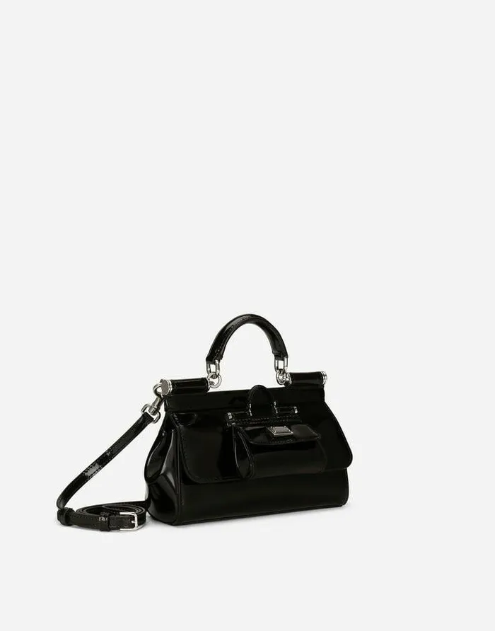 Dolce and Gabbana Handbags Women KIM DOLCEandGABBANA Small Sicily Bag In Polished Calfskin With Coin Pocket Black Dolce and Gabbana Handbags Women KIM DOLCEandGABBANA Small Sicily Bag In Polished Calfskin With Coin Pocket Black