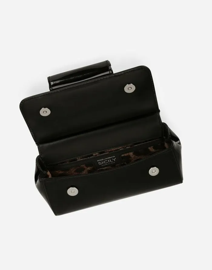 Dolce and Gabbana Handbags Women KIM DOLCEandGABBANA Small Sicily Bag In Polished Calfskin With Coin Pocket Black Dolce and Gabbana Handbags Women KIM DOLCEandGABBANA Small Sicily Bag In Polished Calfskin With Coin Pocket Black