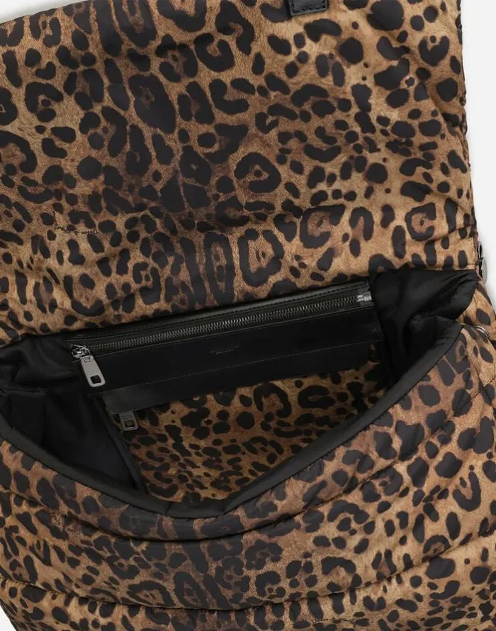 Dolce and Gabbana Handbags WomenMen Leopardprint Sicily Travel Bag In Quilted Nylon Leo Print