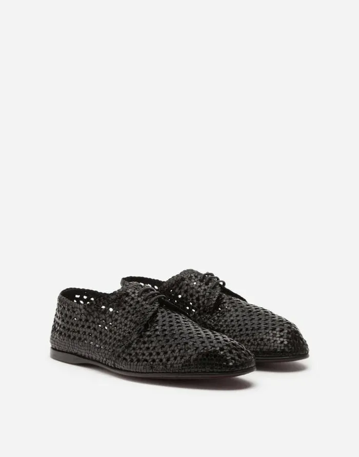 Dolce and Gabbana LaceUps Men Handwoven Derby Shoes Black