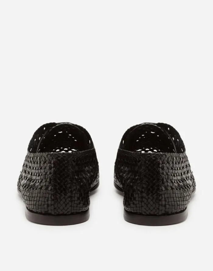 Dolce and Gabbana LaceUps Men Handwoven Derby Shoes Black