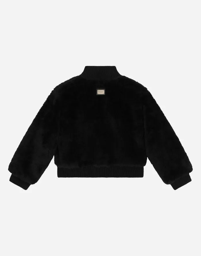 Dolce and Gabbana Mini Me Boy Children Faux Fur Bomber Jacket With Tag Black Dolce and Gabbana Mini Me Boy Children Faux Fur Bomber Jacket With Tag Black