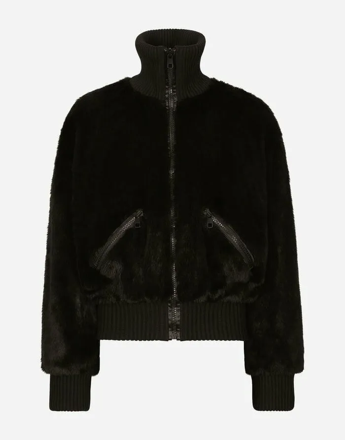 Dolce and Gabbana Mini Me Boy ChildrenMen Faux Fur Jacket With Logo Tag Black Dolce and Gabbana Mini Me Boy ChildrenMen Faux Fur Jacket With Logo Tag Black