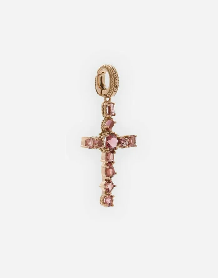 Dolce and Gabbana Necklaces Women Anna Charm In Red Gold 18kt With Pink Tourmalines Red