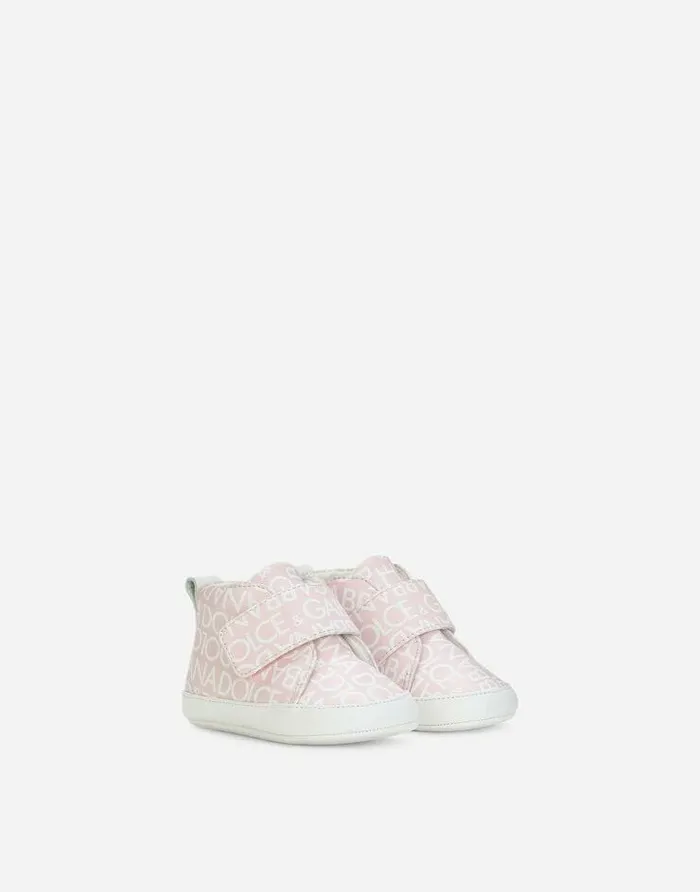 Dolce and Gabbana Newborn Boys039 Shoes 1620 Children Printed Nappa Leather Midtop Sneakers Pink