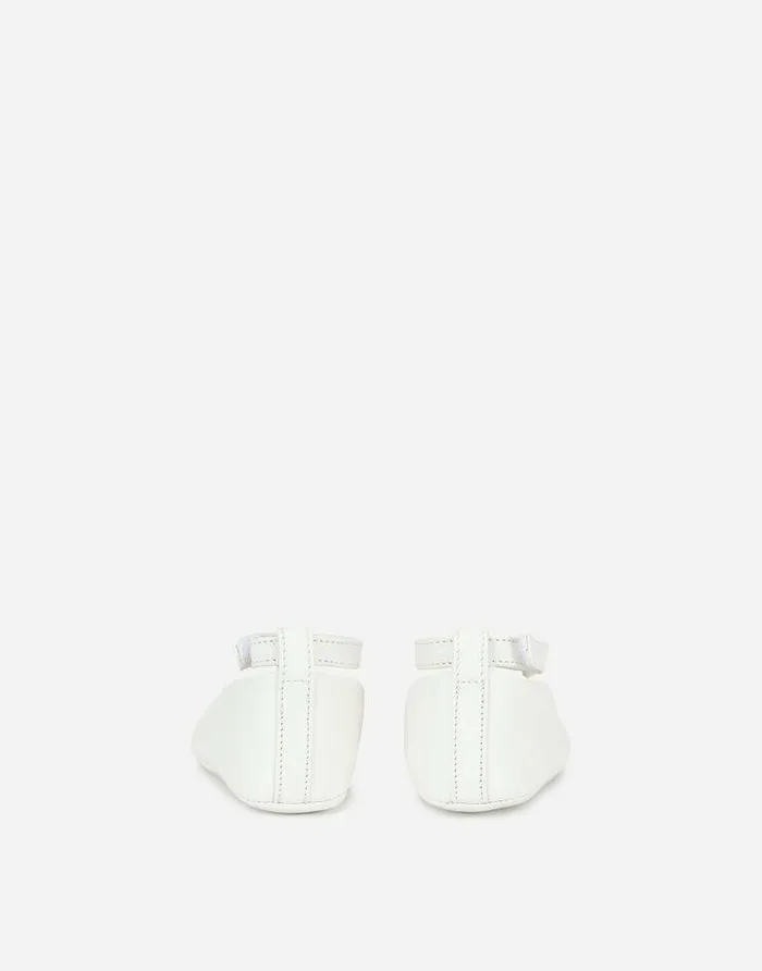 Dolce and Gabbana Newborn Shoes 1620 Children Nappa Leather Newborn Ballet Flats White
